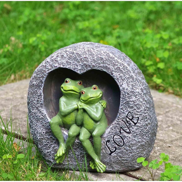 Artisan Flair Lover Frog Statues for Garden - Resin Frogs Couple Figurines Romantic - Yard Animal Decor Frog Stuff Outdoor Lawn Ornament, Green, 7.09 X 4.33 X 7.09 Inches, AF15813