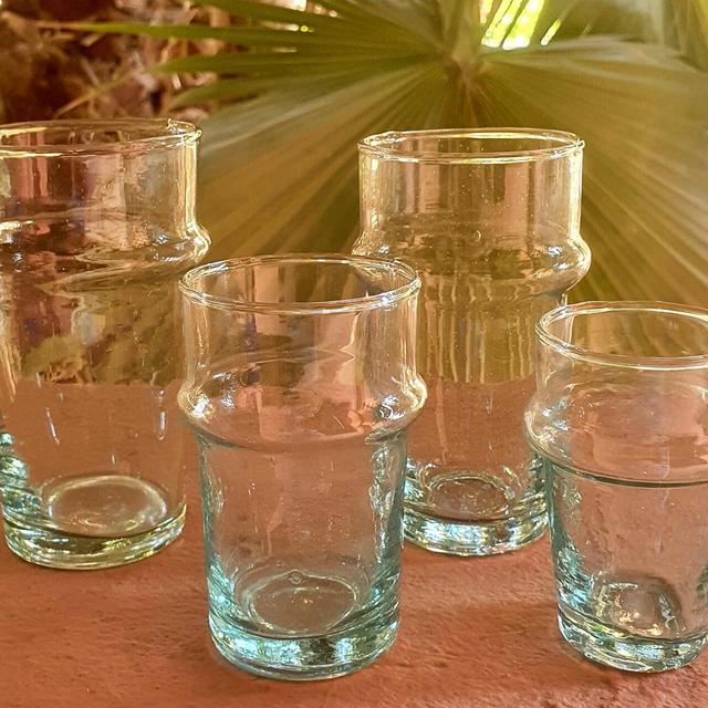 Verres Beldi authentiques du Maroc, faits main et soufflé à la bouche en lot de 6 verres