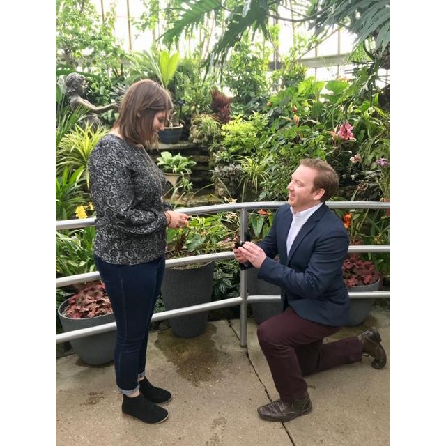 Brendan proposing to Lindsey at the Belle Isle Conservatory. (February 15, 2020)