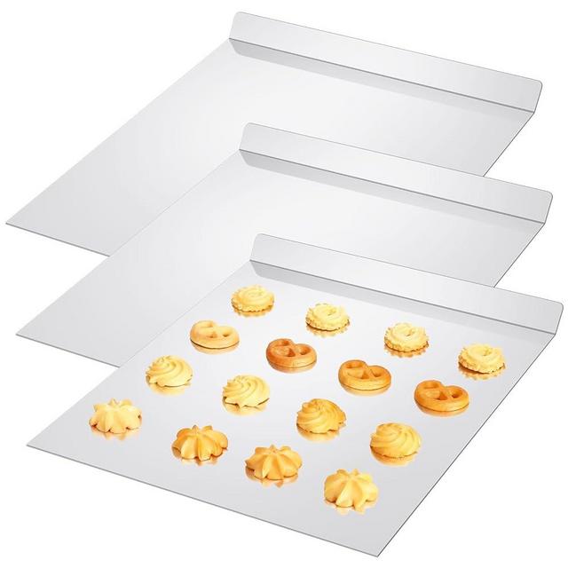 Yiyiring 3 Pieces Insulated Cookie Baking Sheet 13 x 16 Inch Large Flat Cookie Sheet Aluminum Flat Cookie Baking Sheet No Edges Sheet Pans for Baking Cooking