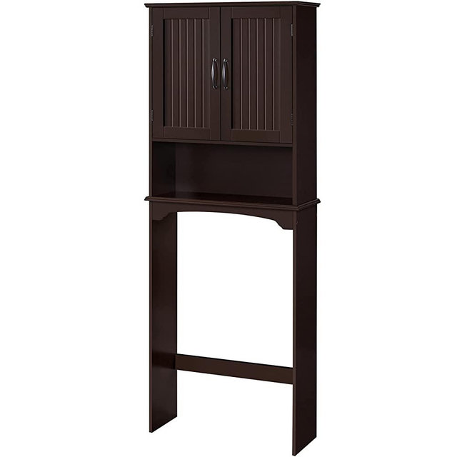 Yaheetech Over The Toilet Storage with 2 Doors & Adjustable Shelf, Free Standing Toilet Rack Wooden Space Saver Collect Cabinet, Bathroom Furniture, L24.5xW9xH66 Inches, Espresso