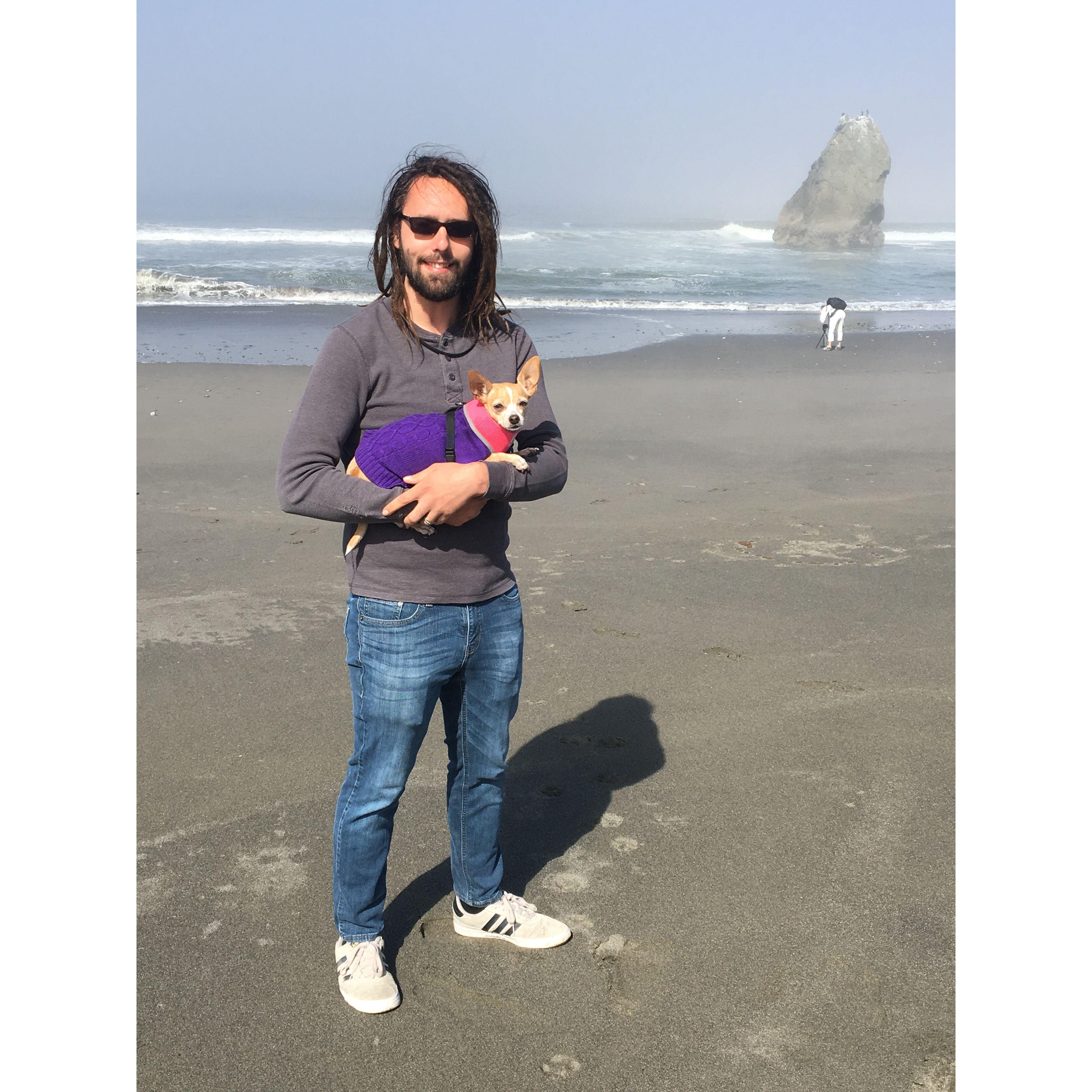 Tyler and Laura on the beach, Gold Beach, OR September 2019