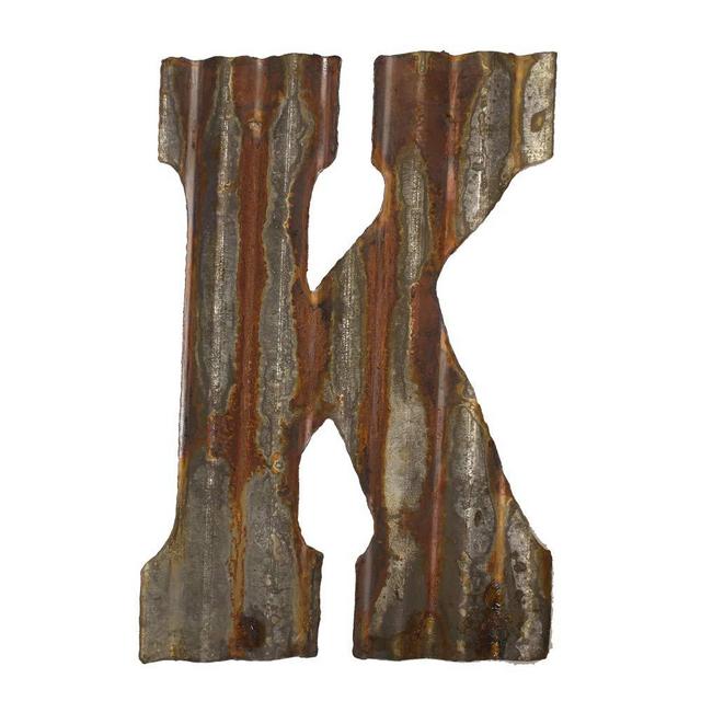 Farmhouse Rustic 12" Wall Decor Corrugated Metal Letter -K