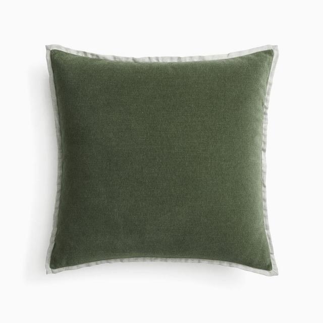 Classic Cotton Velvet Pillow Cover, 20"x20", Dark Olive