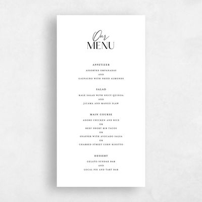White Wedding Menu - Sidney