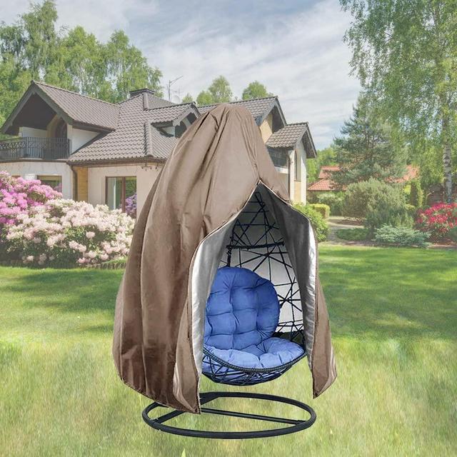 FLYMEI Egg Chair Cover with Zipper, Outdoor Wicker Egg Chair Cover Waterproof Heavy Duty Weather Resisatnt Outdoor Chair Cover, Windproof Hanging Chair Cover