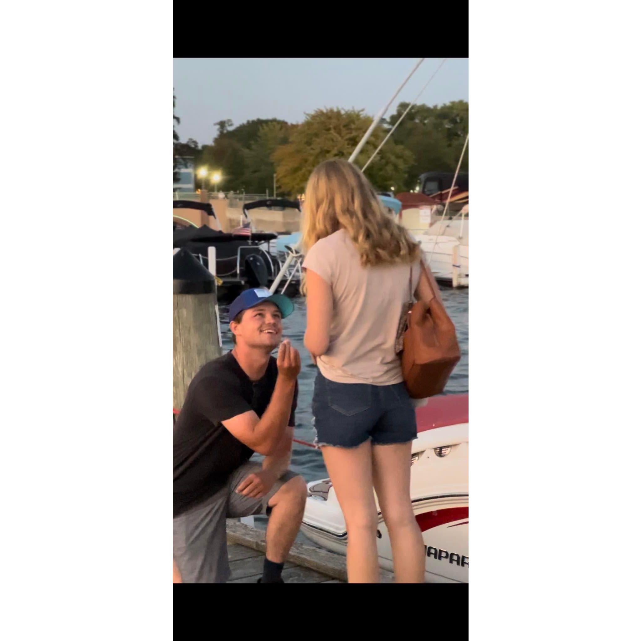 His Proposal on the pier in Lake Geneva in front of the Ferrace Wheel