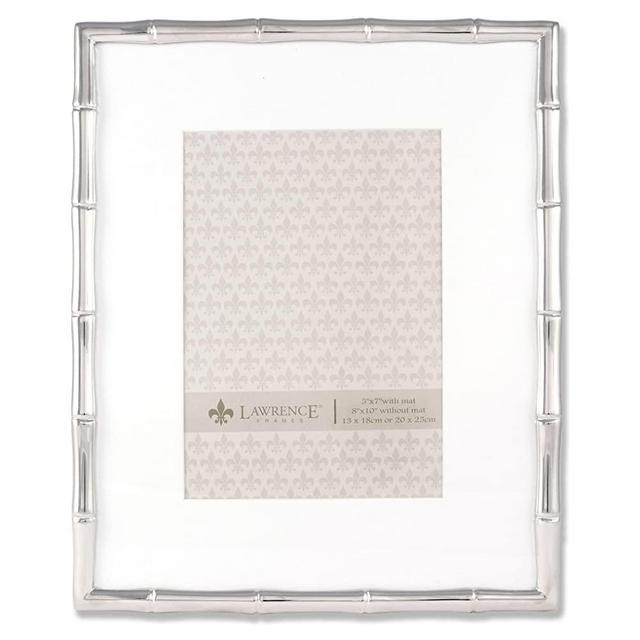 Lawrence Frames Bamboo Design Metal Frame, 8x10, Matted 5x7, Silver