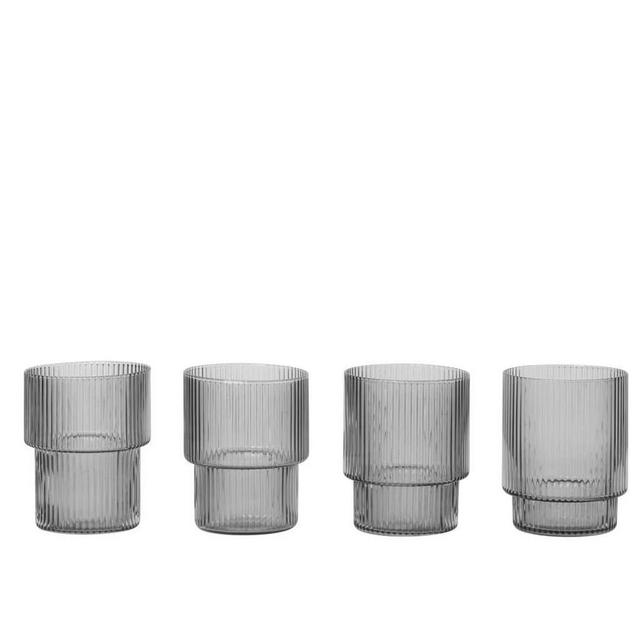 Ripple Glass Set in Smoked Grey, Set of 4