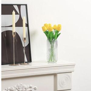 Clear Glass Vase, Ribbed Vase for Living Room, Bathroom, Dining Table, Office, Wedding, Centerpieces, 8 Inches