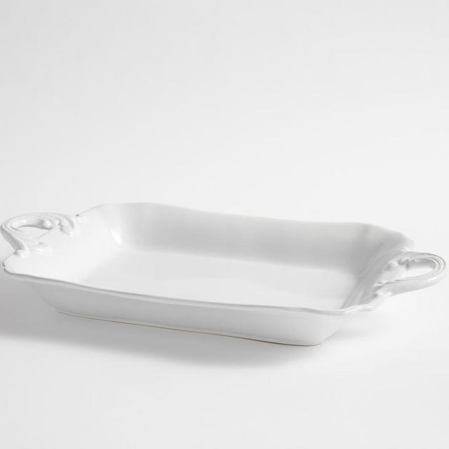 Monique Lhuillier Arles Rectangular Handled Stoneware Serving Tray