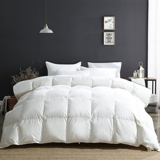 APSMILE Oversized King Luxury Organic Cotton All Season Down Feather Fibers Comforter, High Fill-Power Medium Warmth Duvet Insert (120x98, Ivory White)
