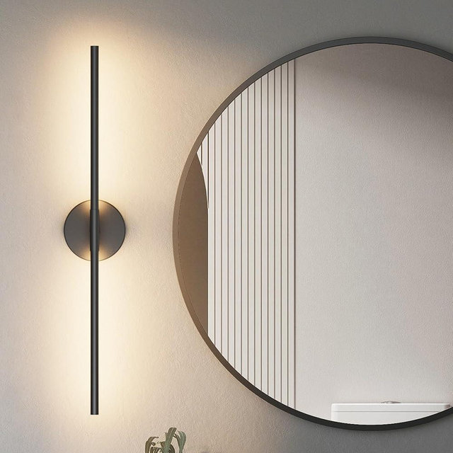 Coinmit Black Wall Sconce for Bathroom 28In Hardwired Vanity Light Fixture 3000K Indoor Bathroom Sconce Over Mirror 360° Rotate for Living Room