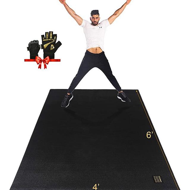 Gxmmat Large Exercise Mat 6'x4'x7mm, Thick Workout Mats for Home Gym Flooring, Extra Wide Non-Slip Durable Cardio Mat, High Density, Shoe Friendly, Perfect for Plyo, MMA, Jump Rope, Stretch, Fitness