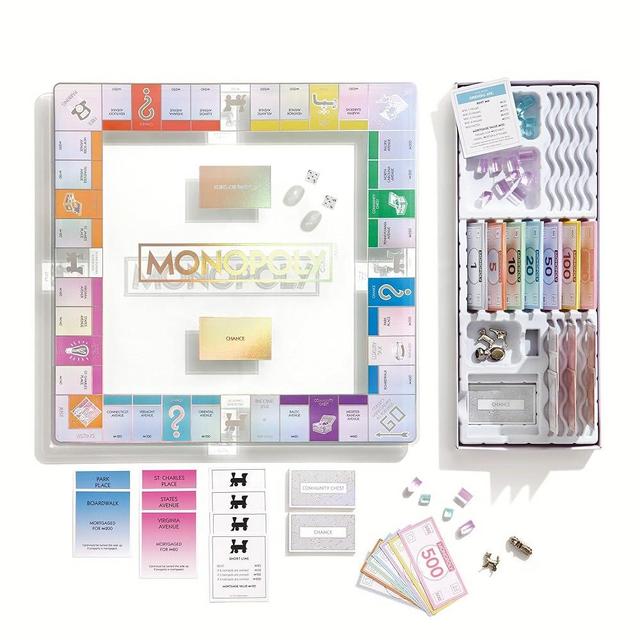 WS Game Company Monopoly Aura Edition with Tempered Glass Game Board