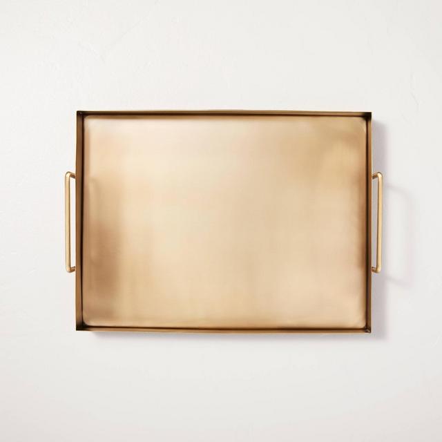 Beveled 12" x 16" Metal Decor Tray Brass Finish - Hearth & Hand™ with Magnolia