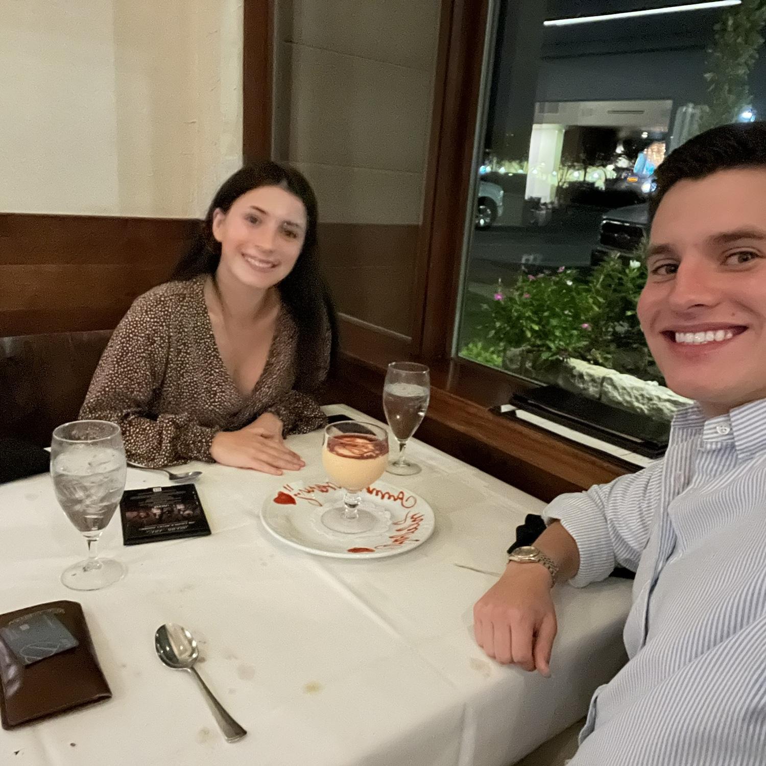 Our 1 year anniversary dinner at Brazilian Steak House. Fun fact, we didn't eat all day in order to prepare for this.