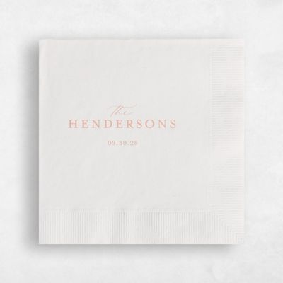 White Typography Wedding Napkin - Modern Elegance