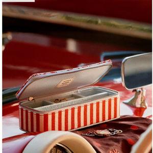 Damson Madder Striped Fabric Jewelry Box