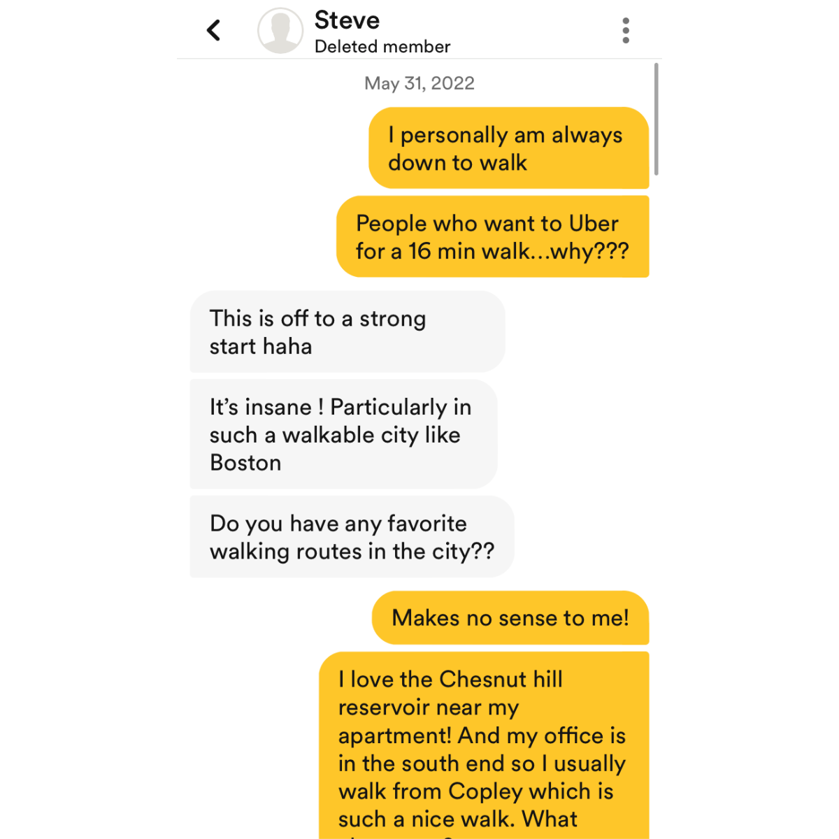 First Bumble interaction!