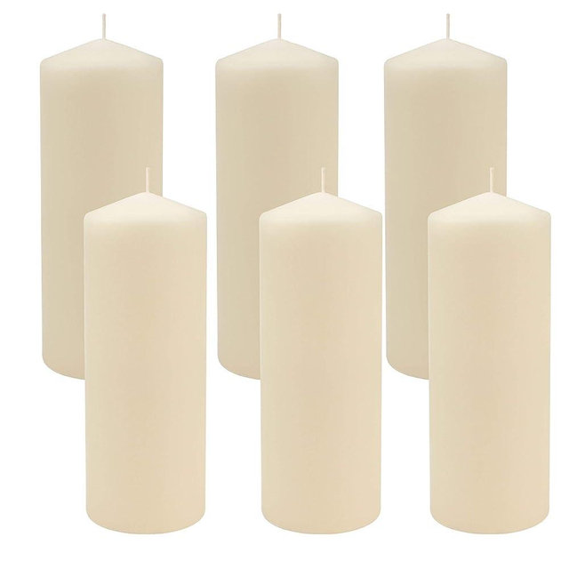 Stonebriar 80 Hour Long Burning Unscented Pillar Candles, 3x8, Ivory, 6 count