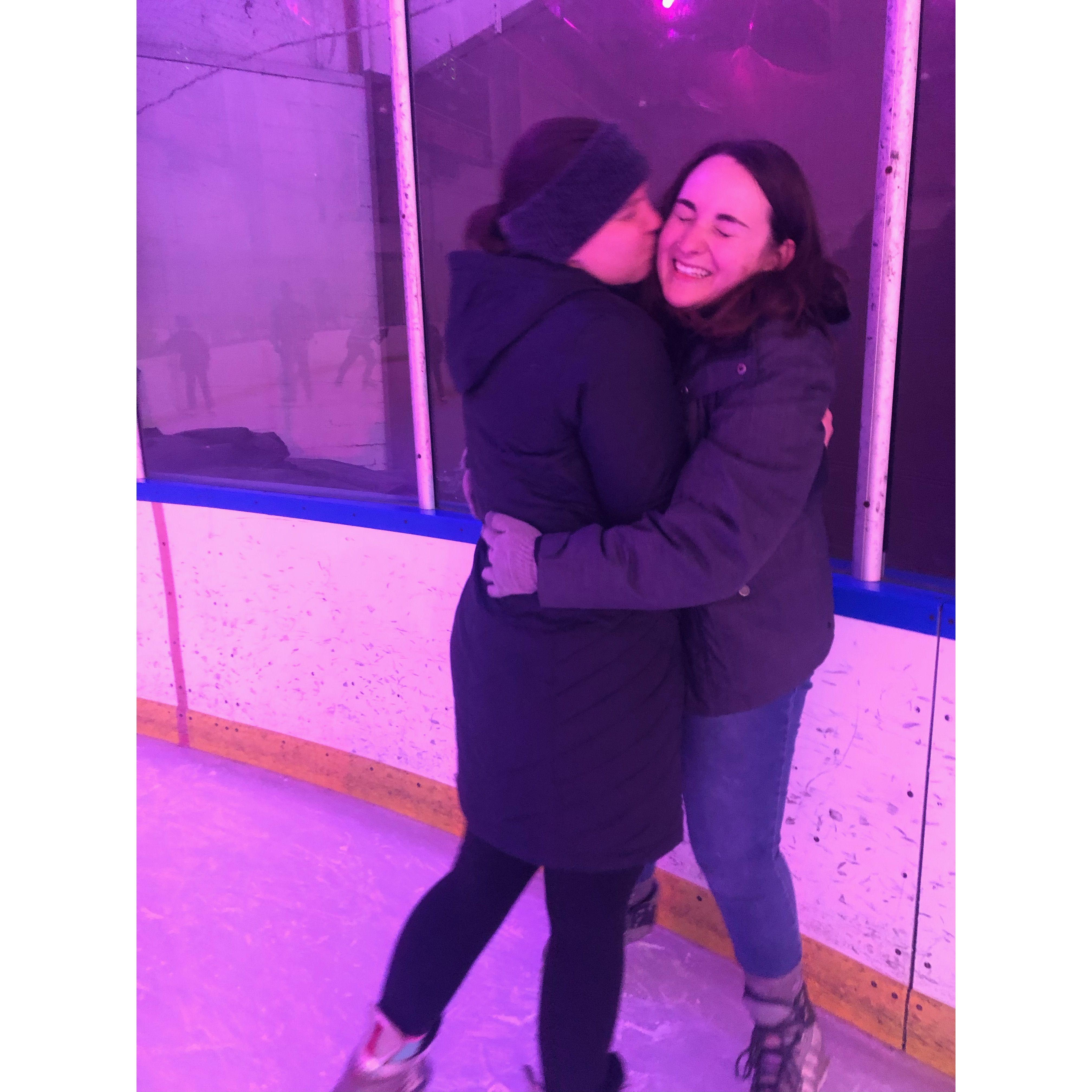 Attempting to teach Maura to ice skate...and thoroughly failing