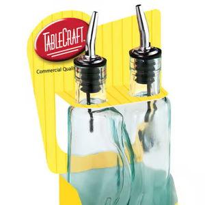 TableCraft Gemelli Clear Glass/Steel Oil and Vinegar Set w/Pourer 17 oz