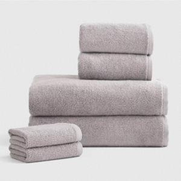 Turkish Ribbed Quick Dry Bath Towel Bundle - Grey