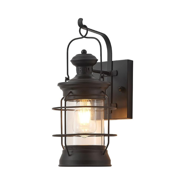 YLONG-ZS Black Farmhouse Wall Sconce, Rustic Lantern Wall Light, Indoor Outdoor Hardwired Sconce for Entryway Porch Corridor, E26 Base