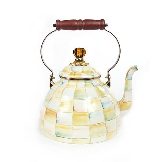 MacKenzie-Childs 3Qt Parchment Check Tea Kettle