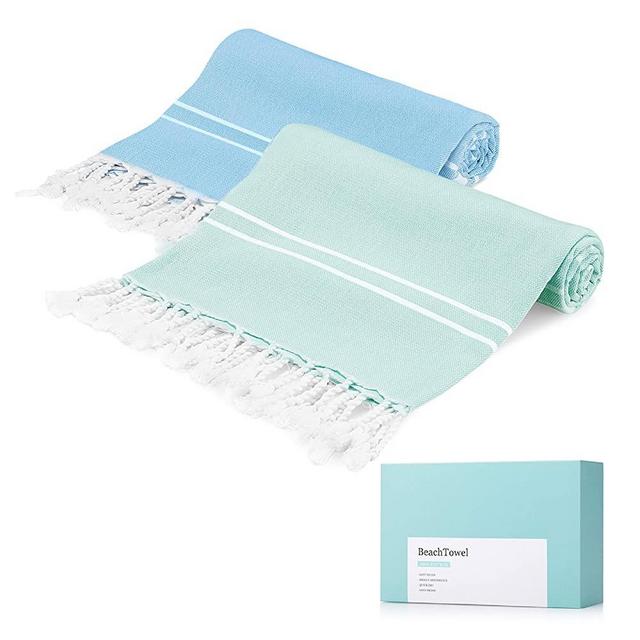 WIIKWEEK Turkish Beach Towels, 38”X71” 100% Cotton Lightweight Turkish Towel, Quick Dry and Portable Fashion Beach Towel