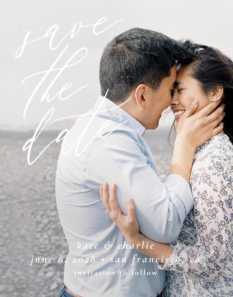 Violin Portrait | White | Zola Save The Dates
