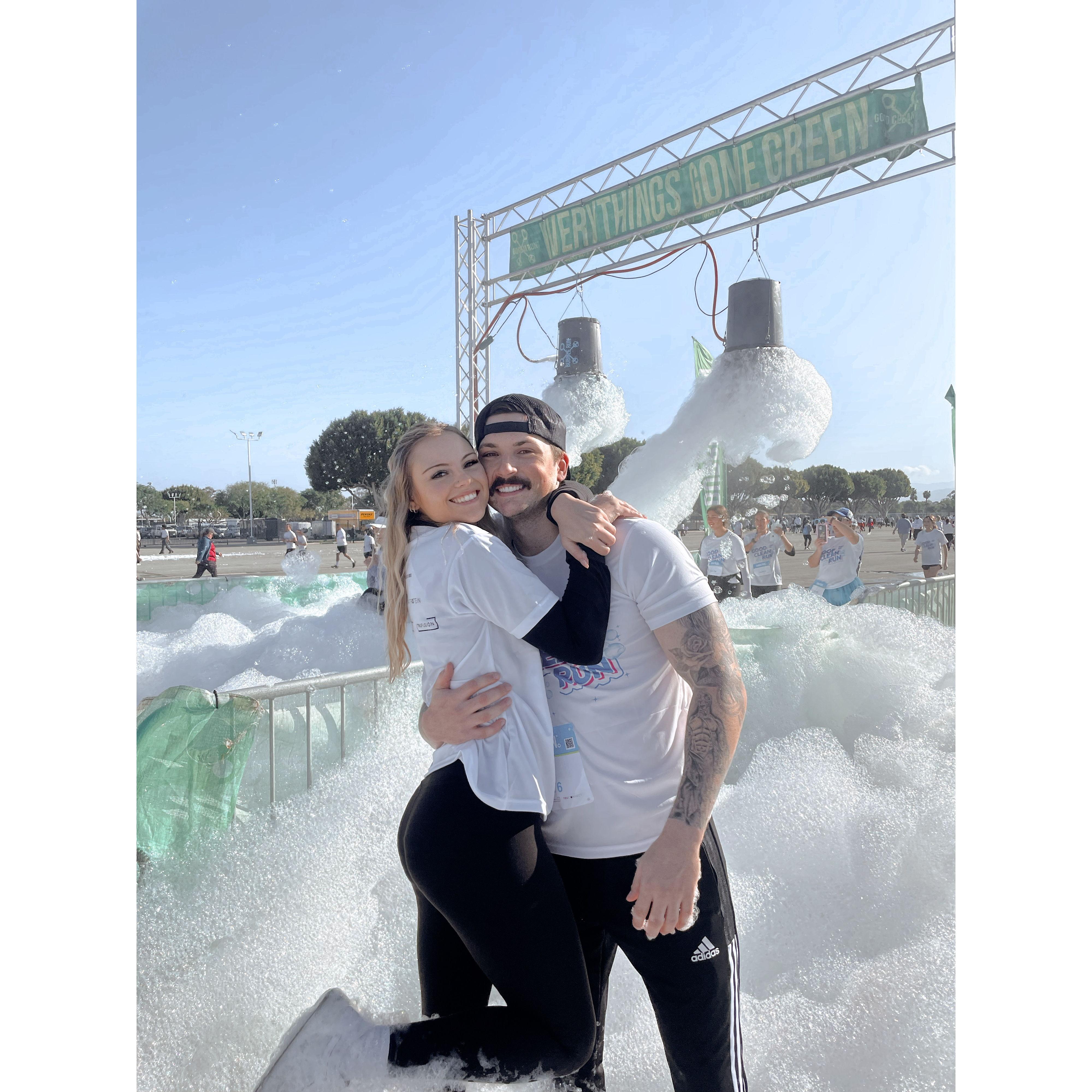 Our first mini marathon! (It was a marathon to us) Bubble Run!