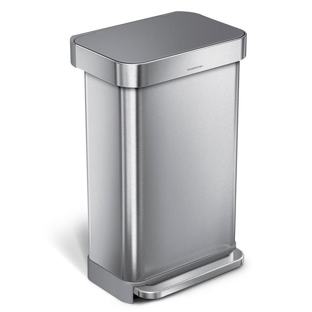 simplehuman 45 Litre Rectangular Step Can with Liner Pocket with Plastic Lid