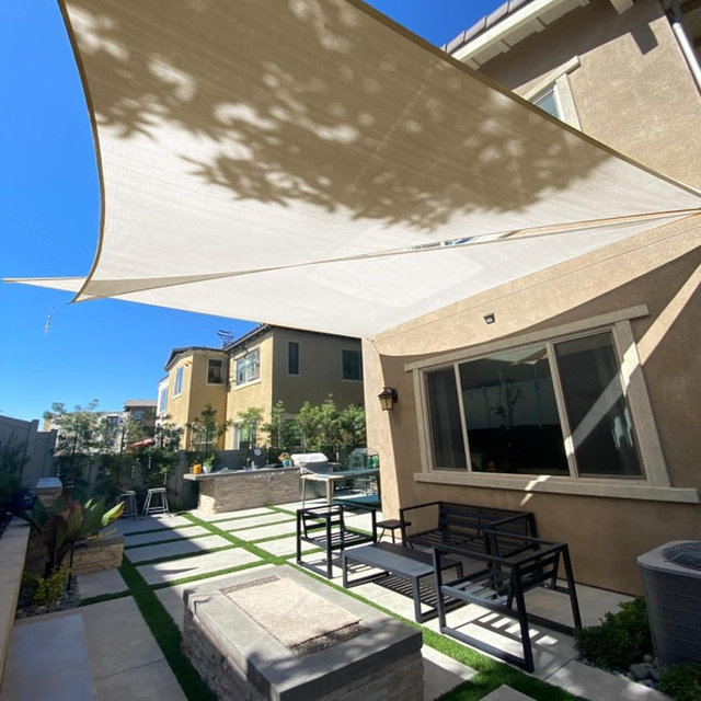 SUNLAX Sun Shade Sail 12' x 12' x 17' Butter Cream Right Triangle Canopy Sail Shade Cover UV Block Permeable Sunshade Outdoor for Patio Backyard (We Make Custom Size)