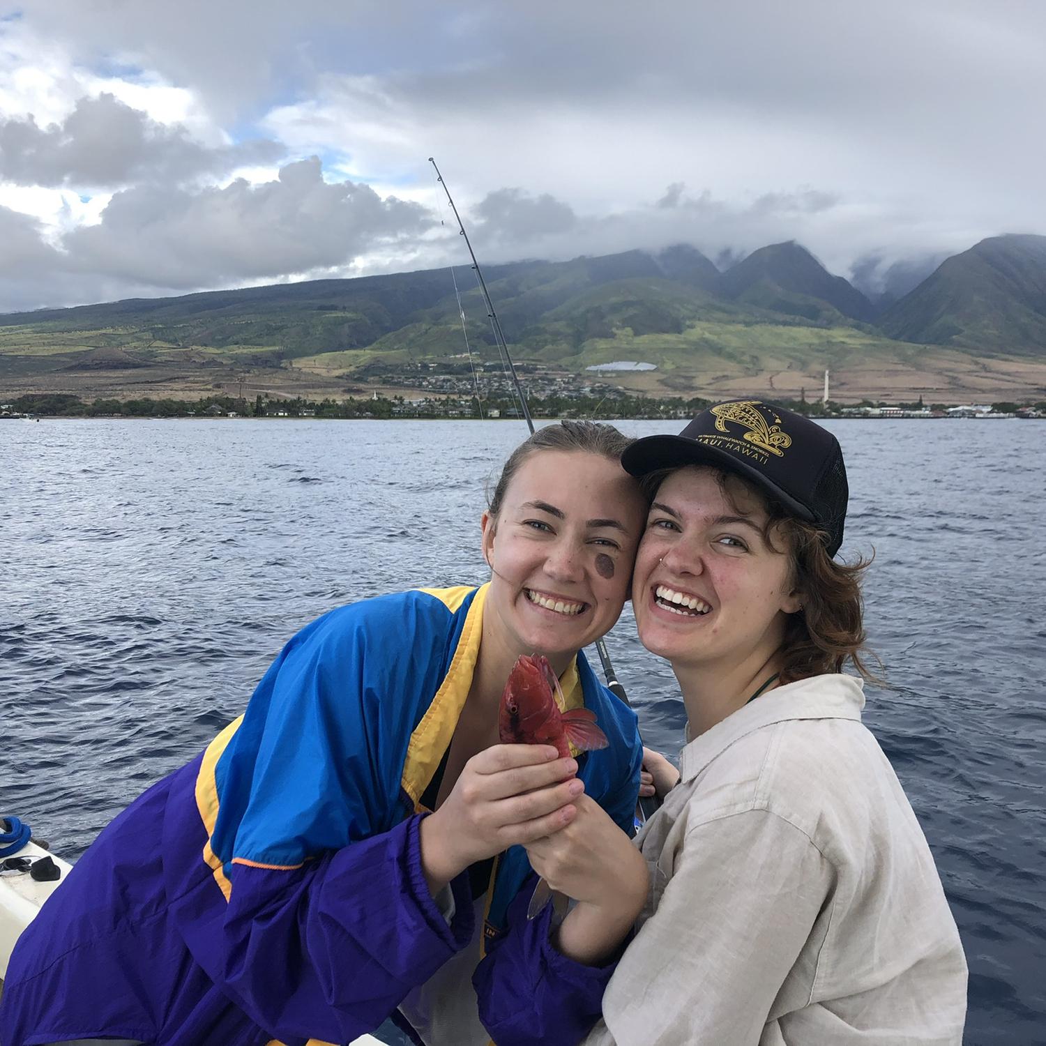 Fishing off the coast of Maui visiting Lucy’s sister Emma.