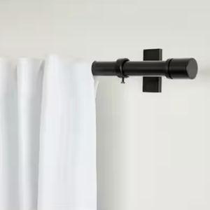 Home Decorators Collection 36 in. - 72 in. Telescoping 1 in Single Rod Deco Bracket Kit in Matte Black with Elevated Cap Finial UMB722408M01 - The Home Depot