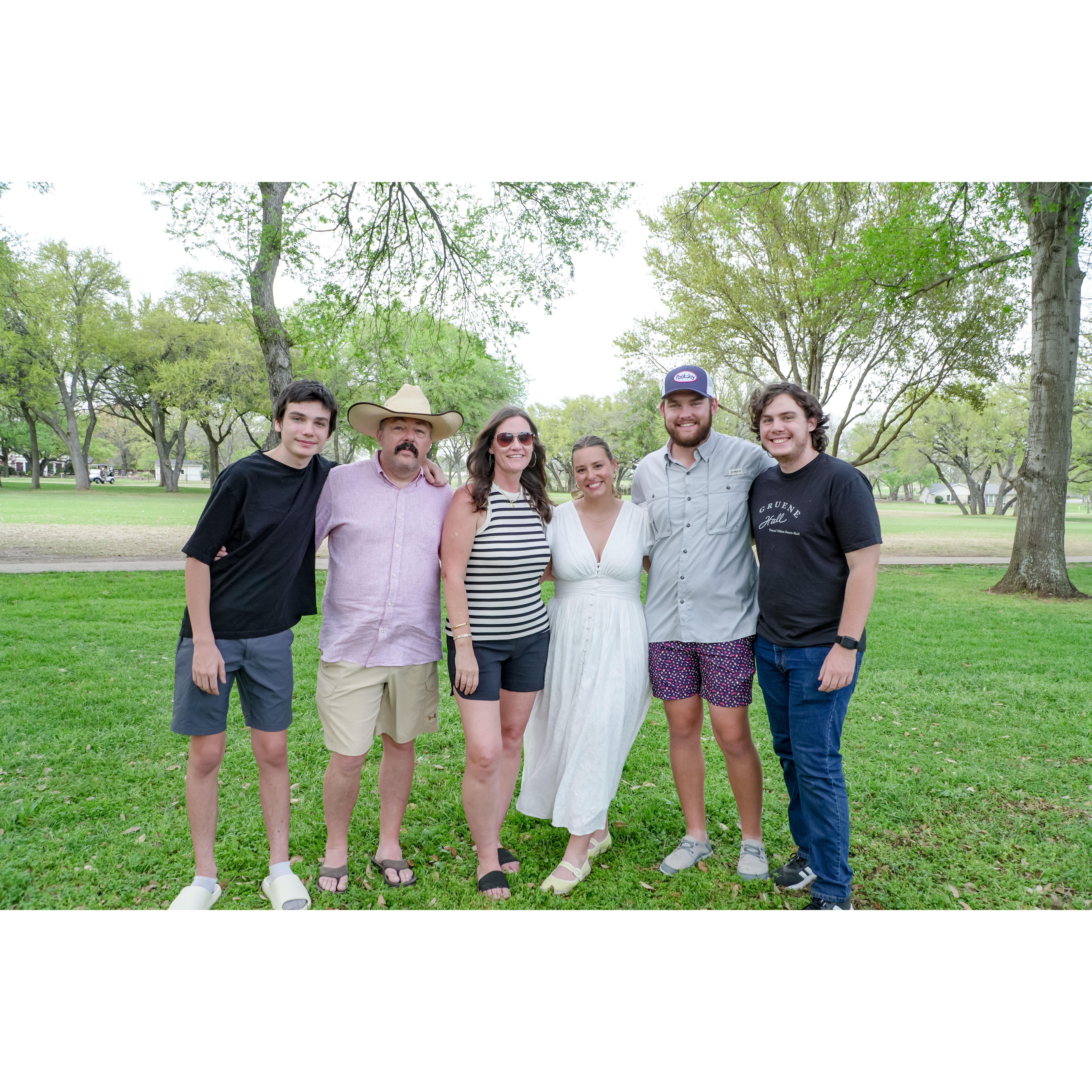 The Engagement Party- The Cellars Family (from left to right) Cade (14), Adam, Brittny, Skyler, Blake, & Cole (21)