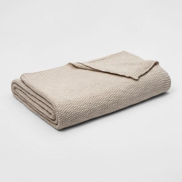 Twin Sweater Knit Bed Blanket Tan - Threshold™