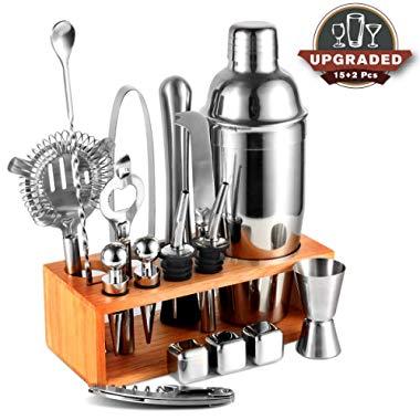 25oz Cocktail Shaker 17pcs Bartender Kit with Stand,Professional Stainless Steel Bar Tool Set Bartending Kit Perfect for Drink Mixing Experience