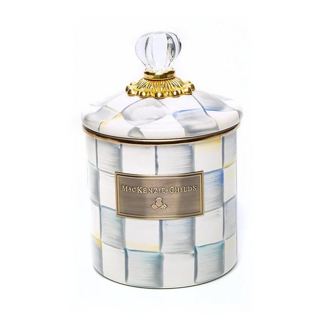 MacKenzie-Childs Sterling Check Enamel Canister, Decorative Canister with Lid, (Small)