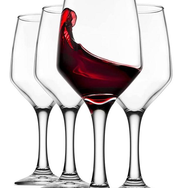 Godinger Wine Glasses, Italian Made Stemmed Wine Glass, Drinking Glasses, Red Wine Glasses - 15oz, Set of 4