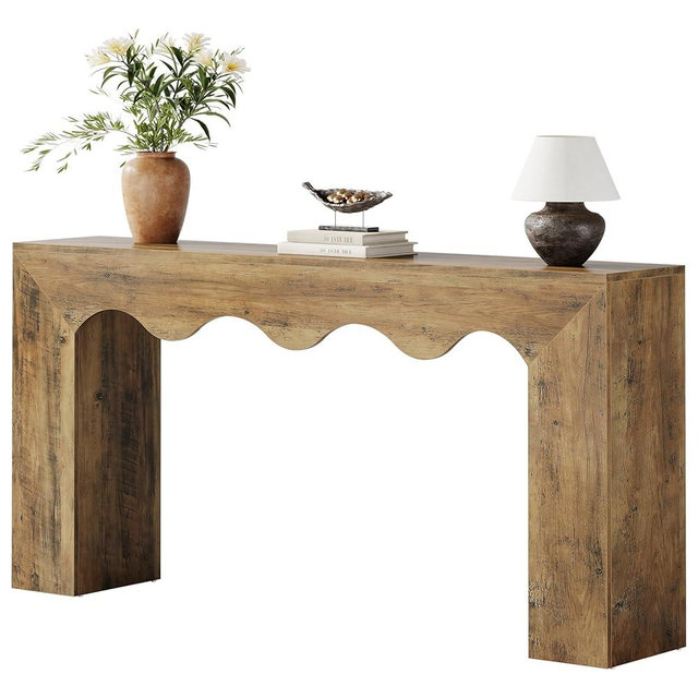 Tribesigns 63" Farmhouse Console Table, Wooden Couch Table Behind Sofa with Storage, Long Entryway Sofa Station, Narrow Console Stand with Base, Hallway Stand for Entryway, Living Room, Rustic Brown