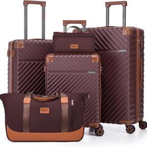Cosbarn Luggage Sets Burgundy 5 Piece with TSA Lock Spinner Wheels, Unisex Hard Case ABS Suitcase Set, Hardshell Lightweight Waterproof Travel Hardside Suitcases with Wheels for Women Men