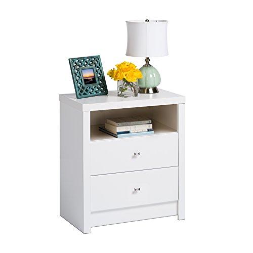 Prepac Calla Tall 2 Drawer Nightstand, White