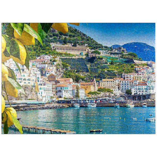 MyPuzzle Panoramic View of Beautiful Amalfi On Hills Leading Down to The Coast, Campania, Italy - Premium 1000 Piece Jigsaw Puzzle for Adults