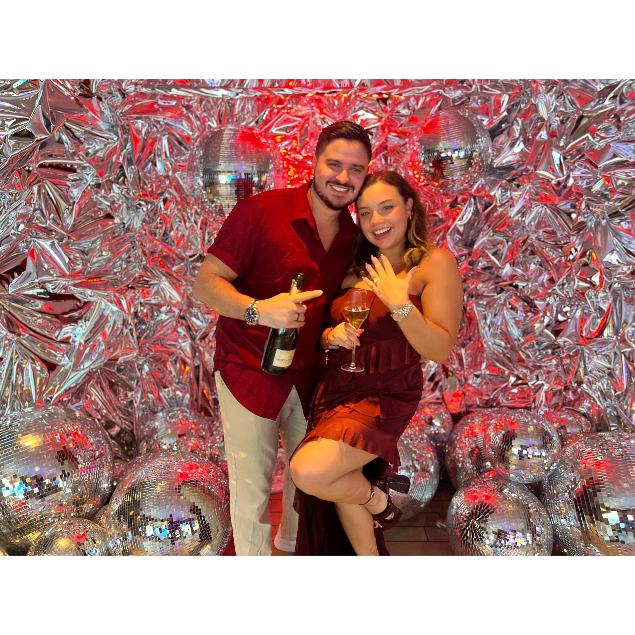 The day we got engaged in the Virgin Cruise