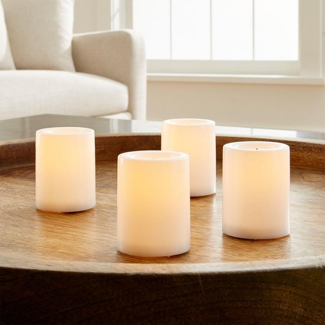 Flameless White Votive Candles with Timer, Set of 4