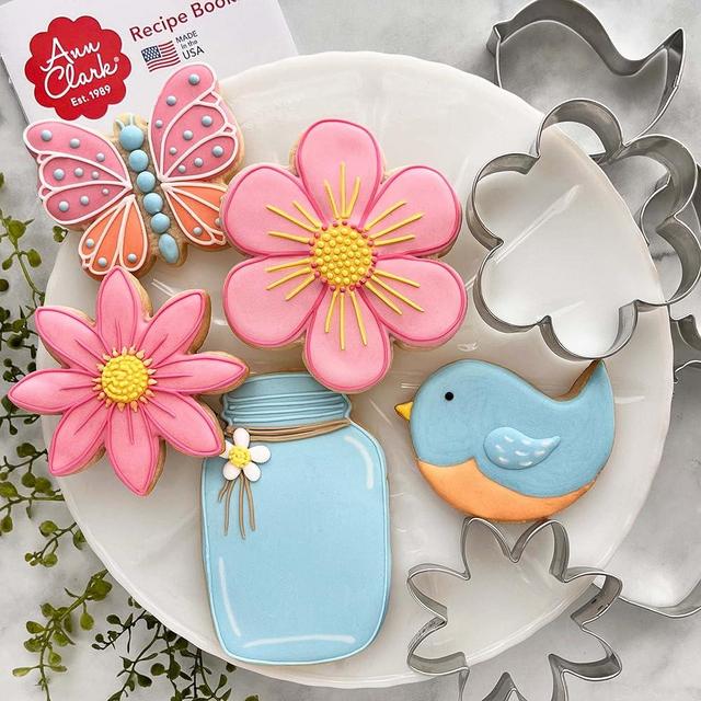Mother's Day Flower Garden Cookie Cutters 5-Pc Set Made in USA by Ann Clark, Butterfly, Bird, Flower, Daisy, Mason Jar