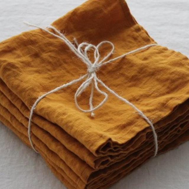 Organic Linen Napkins. Stonewashed soft...